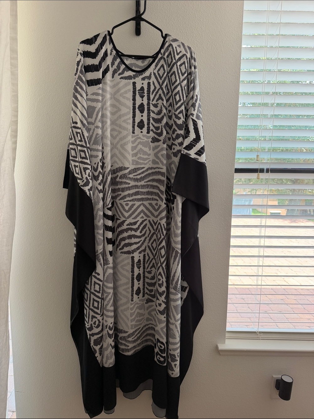Black & White Patterned Maxi Kaftan Dress